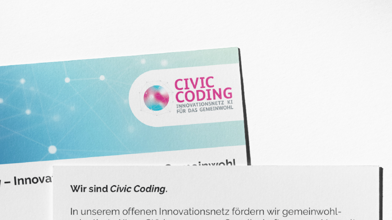 Visitenkarte mit dem Logo von Civic Coding. 